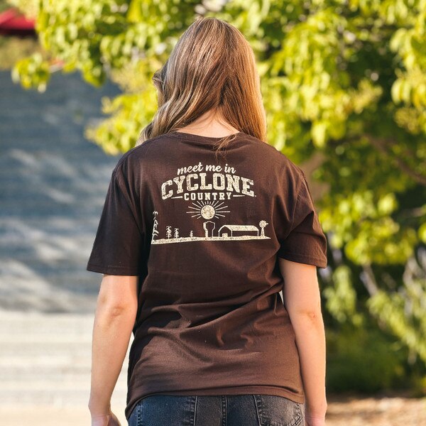 College House Meet Me In Cyclone Country Brown Short Sleeve T-Shirt back